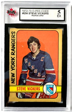 1972-73 O-PEE-CHEE NHL HOCKEY ROOKIE CARD #254 STEVE VICKERS RANGERS KSA 5 EX RC