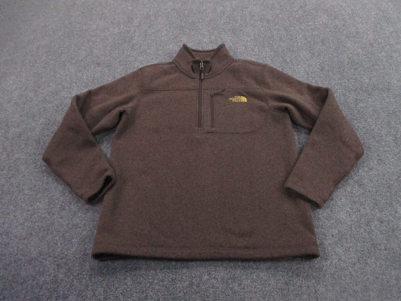 North Face Mens M Brown Fleece Logo Jacket for Hiking Work Outdoors