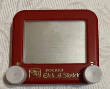 Red Mini Ohio Art POCKET Etch A Sketch Mini Small Toy - Good Condition