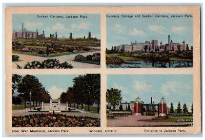 c1940's Windsor Ontario Canada Jackson Park Multiview Vintage Postcard