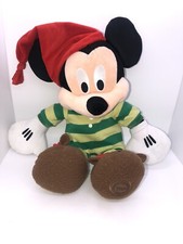 Disney Store Mickey Mouse Christmas Plush Green Striped Pj's Reindeer 17" B9