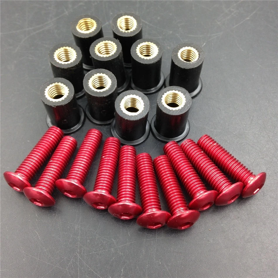 Tornillo de tuercas de perno para parabrisas HTTMT para Yamaha Kawasaki Ducati Honda Suzuki rojo Foto 4 de 4