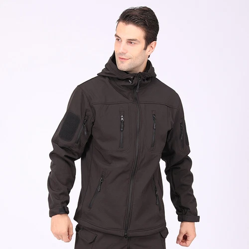 Giacca a vento tattica uomo soft shell giacca esercito jacket cappuccio tempo libero ~ - Foto 15 di 65