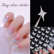 Nail Art Glitter Sticker Nail Designs Nail Decals Butterfly Star Fire Heart 3D .