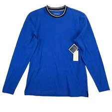 Club Room Mens Performance Pique Crewneck Long Sleeve T-Shirt Blue S