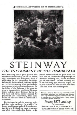 1925 Steinway: Grainger Playing Wedding Day at Troldha Vintage Print Ad