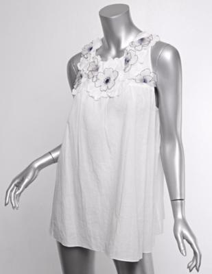 VANESSA BRUNO Womens White Flower-Applique Sleeveless Tank Top Blouse 8-40 NWT