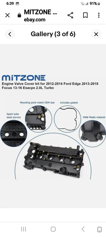 MITZONE Engine Valve Cover compatible Turbo 2012-2018 Ford Edge Escape Explorer - Image 3 of 4