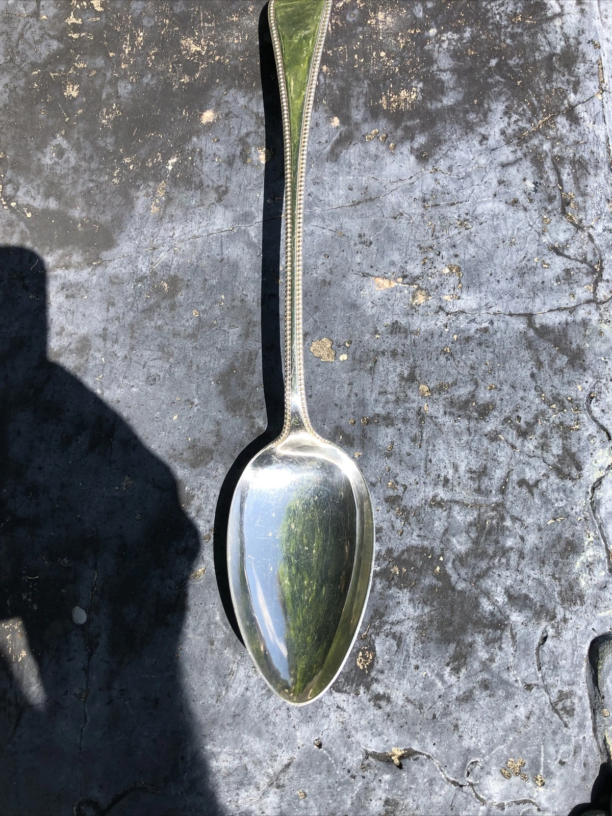 Antique Victorian Martin Hall & Co Silver Plate Beaded Pattern 12.5” Gravy Spoon