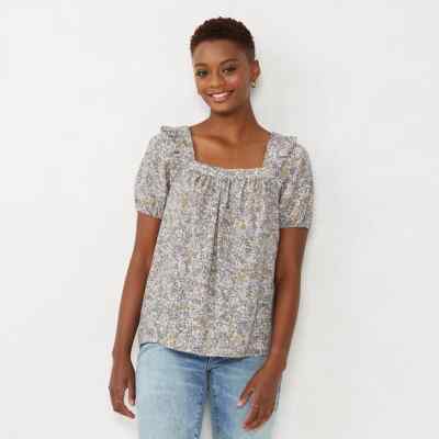 LC Lauren Conrad Peasant Top Blue Darling Ditzy Medium Blouse  NEW with Tags!