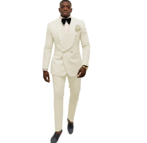 Traje de cachemira para hombre calce ajustado jacquard novio boda esmoquin chaqueta de negocios pantalones Foto 4 de 4