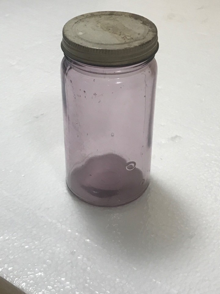 RARE BEAUTIFUL AMETHYST SCA TINY GEM FRUIT JAR with BUBBLES AND WAVES