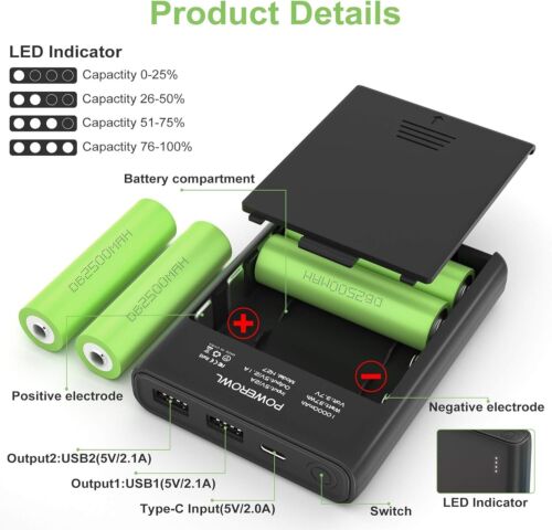 POWEROWL Power Bank Portable Phone Charger 10000Mah Mobile Charging Cable - Picture 5 of 8