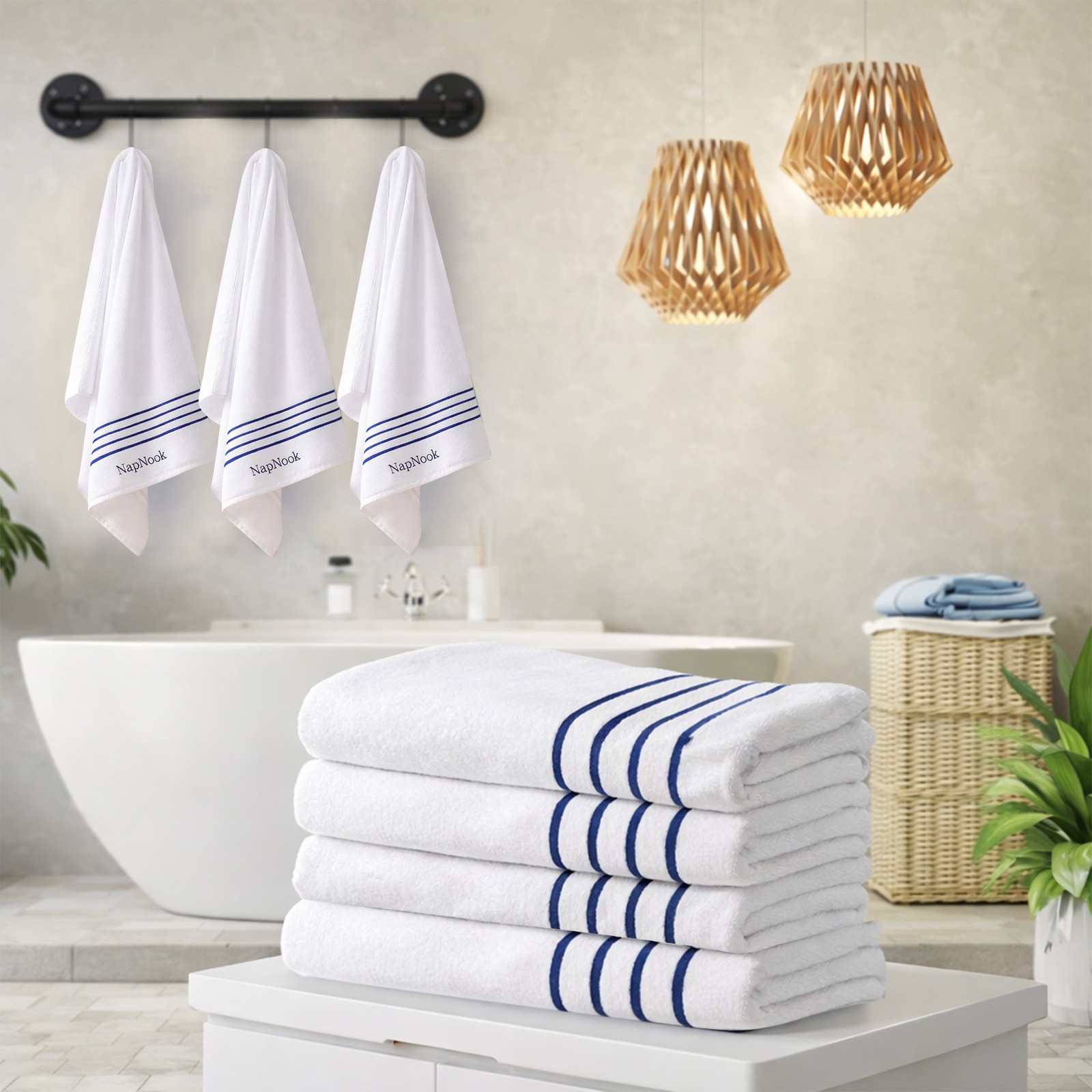 100% Cotton Bathroom Towel Set (2 or 4 pieces) Each 32" x 63" Five-Star Quality