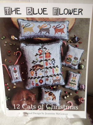 The Blue Flower 12 CATS OF CHRISTMAS Counted Cross Stitch Pattern