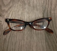 Vintage 1960s Liberty Optical 5 1/2 USA Acetate Frames Only Tortoise Cats Eye