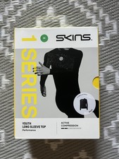 Skins Series 1 Youth Active Compression Long Sleeve Shirt, Black, Medium