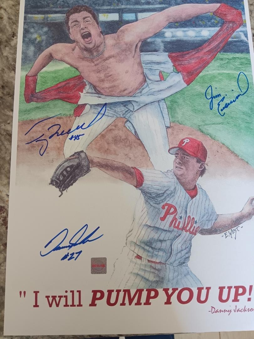 BLOW OUT! Danny Jackson (Philadelphia Phillies)"Hulk" Lithograph Signed by Three
