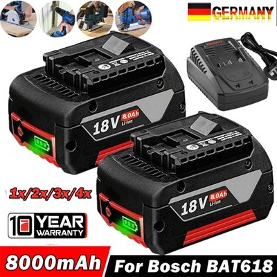 Original Akku für Bosch 18V 8Ah Professional GBA GSR GSB BAT618 BAT609 Ladegerät