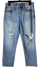 J Crew Jeans Women 24 Petite Blue Medium Wash Distressed Slouchy Boyfriend