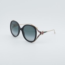 New GUCCI GG0226S 007 Shiny Black/Grey Gradient 56-22-130 Sunglasses