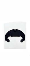 Alo Sweatshirt Women Black Sz S P Extreme Crop Top CrewLong Sleeve Cotton Comfy