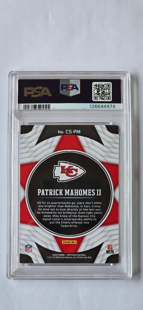 2020 Patrick Mahomes   Certified Stars Blue-Mirror #'d 66/75  PSA 8 view 4