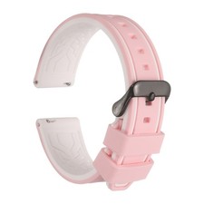 Silicone Watch Bands 22mm Soft Watch Bands with Black Buckle, Pink White
