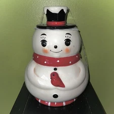 JOHANNA PARKER Snowman Cookie Jar Christmas Canister by Transpac