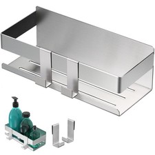 Bathroom Storage Shower Caddy Shelves Kitchen Rack No-Drill Organizer 2 Hooks UK