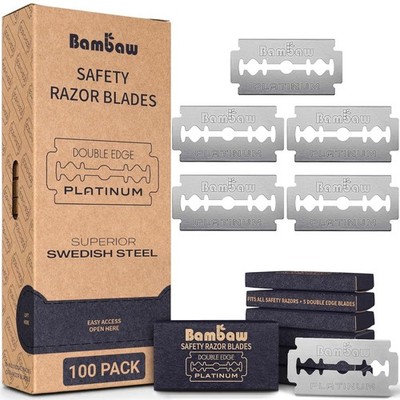 100 Count Double Edge Safety Razor Blades - Sharp & Durable for All Skin Types