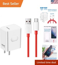 30W Warp Charger with 3.3FT USB-C Cable for Fast OnePlus Charging - White