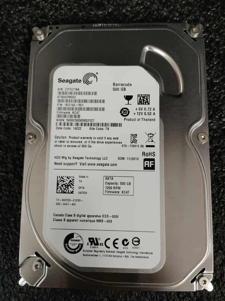 Dell 9CF26 ST500DM002 18D142-501 500GB 7.2K RPM FW KC47 DC 14222 SATA 3.5" HDD - Image 2 of 4