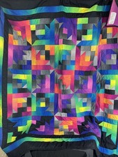 Handmade Quilt Blanket Purple Black Signed 2012 READ