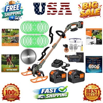 13'' Electric Weed Wacker, 4 in 1 Cordless String Trimmer/Lawn Edger/Lawn Mowe...