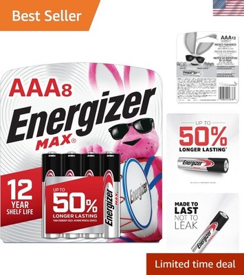 MAX Long-Lasting AAA Alkaline Batteries 8 Pack - Leak Protection & 12  Power