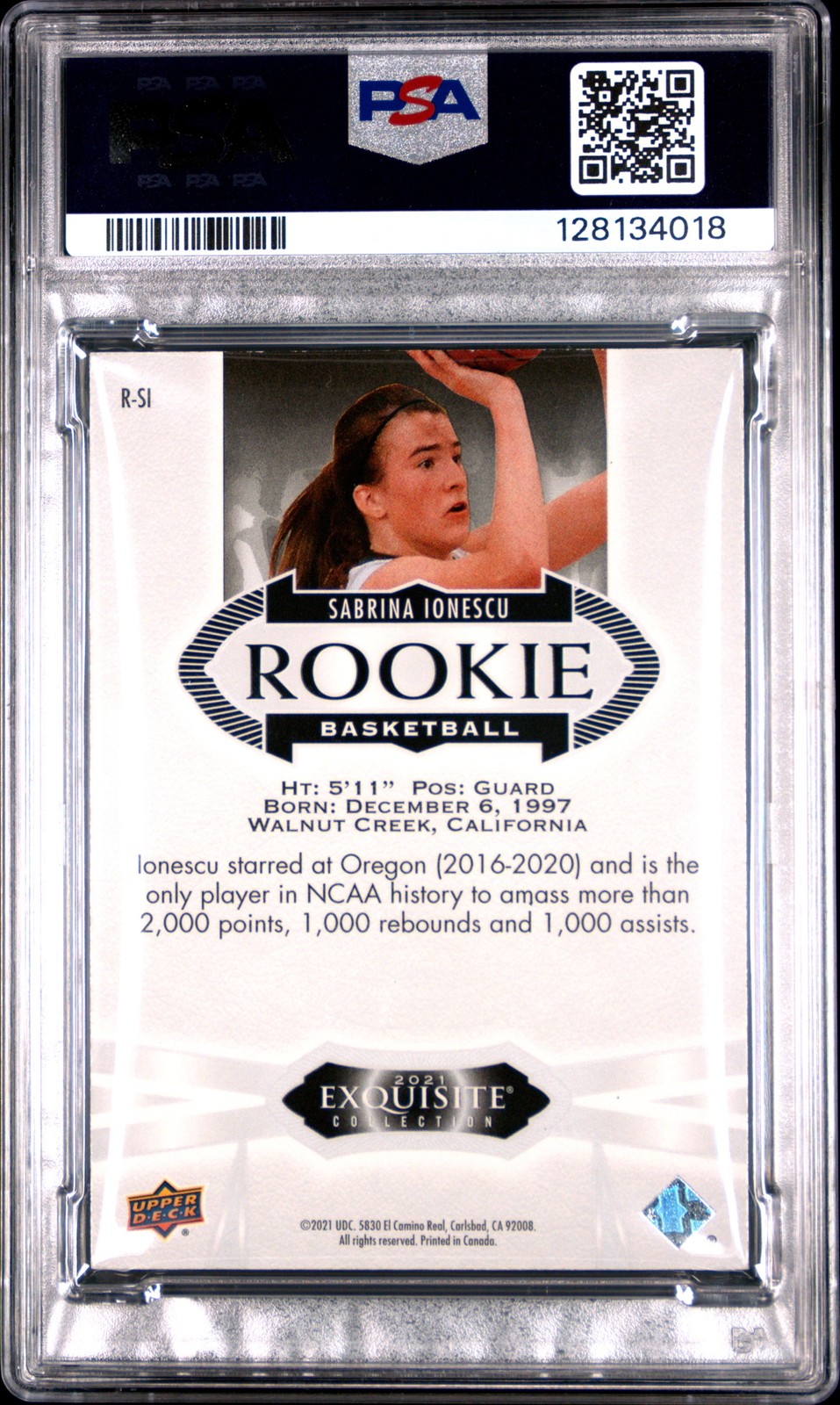 2021 GOODWIN CHAMPIONS EXQUISITE COLLECTION ROOKIES SABRINA IONESCU 14/149 PSA 9 view 2