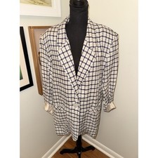 VTG Chad Steven  s Women  s Plaid Blazer One Button Luxury Sz MEDIUM USA MADE