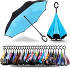 Large Inverted Reverse Umbrella with C-Shaped Handle, Windproof Double Layer Ups