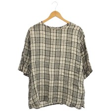 Nest Robe Linen Plaid Pullover Women's Free Size Natural Used -Shipping from Ja