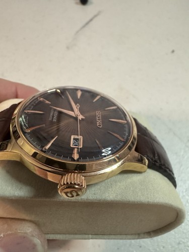 Seiko Presage Automatic. Brown/ Coffee Color Dial With Gold Case. Leather Strap - Picture 3 of 7