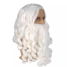 Santa Hair and Beard Set for Christmas Funny Portable White Santa Claus Costume