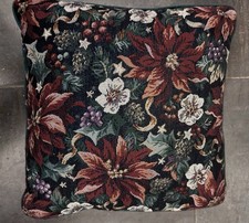 Fashion Floral Decorative Throw Pillow Green Red Flowers 14.5" x15"