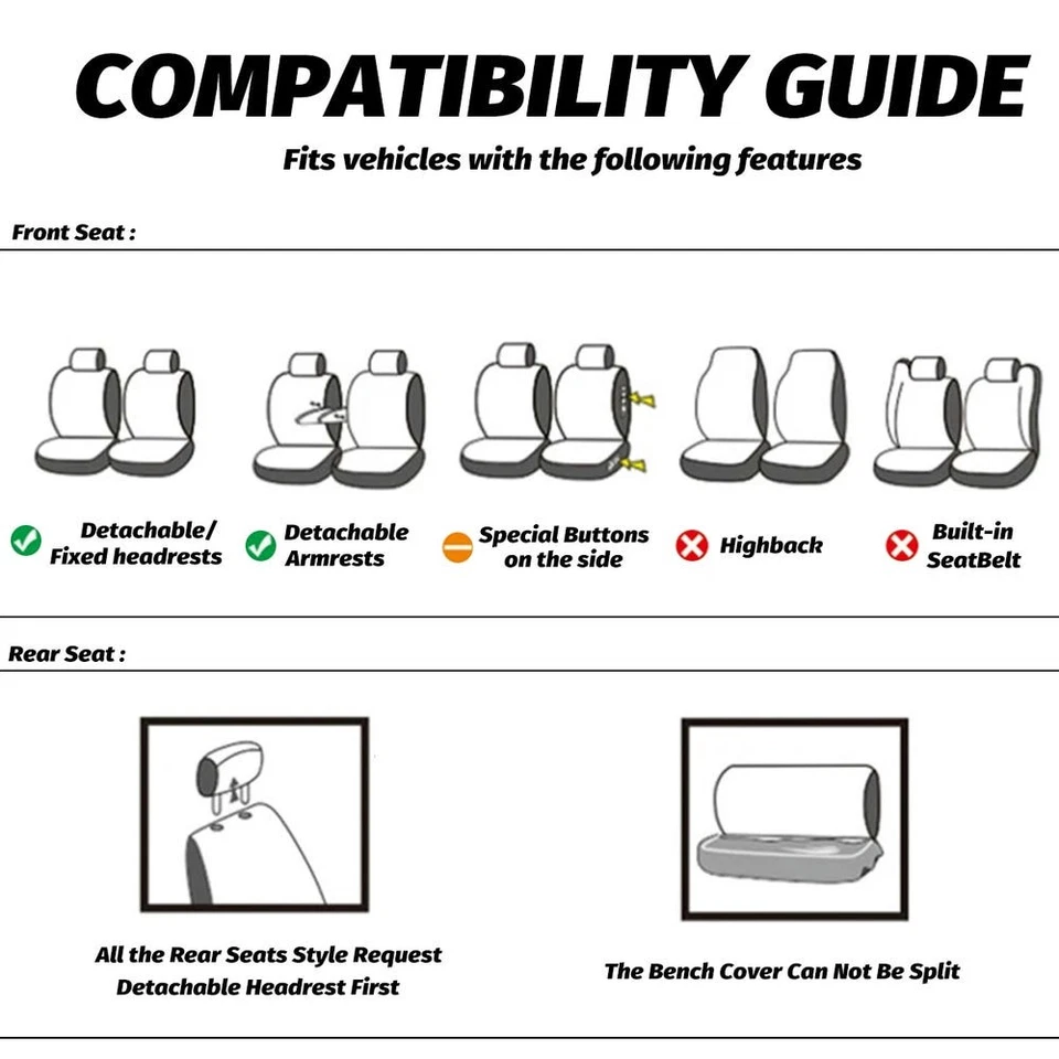 For Nissan Altima Sentra Leather Car 5-Seat Cover Front Rear Full Set Cushion - Image 2 of 4