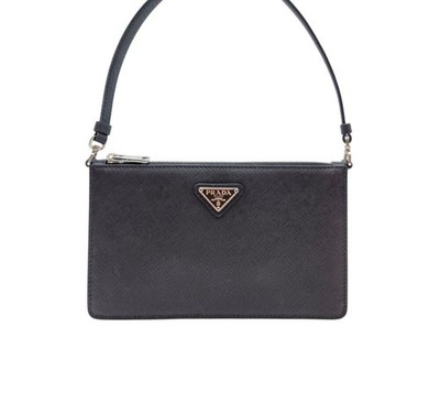 Prada Mini Umhängetasche in schwarzem Saffianleder 1BC155 151516797