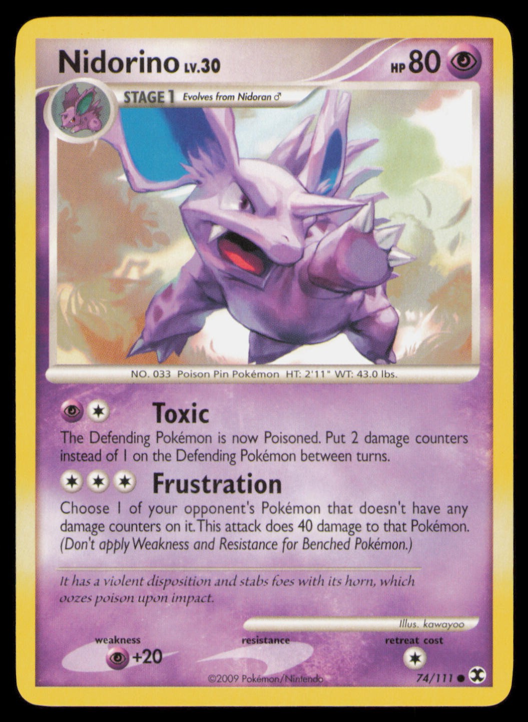 Nidorino 74/111 Common Rising Rivals Pokemon Near Mint