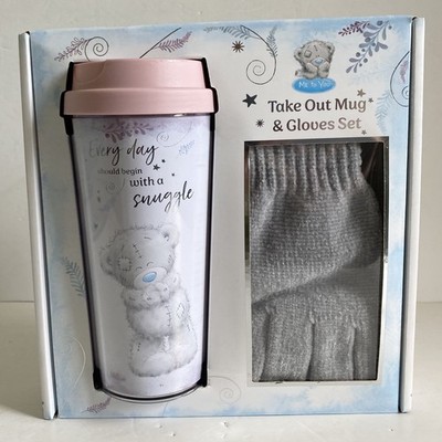 ME TO YOU TAKE OUT TRAVEL MUG & GREY MED HANDSCHUHE SET TATTY TEDDYBÄR GESCHENK *NEU*