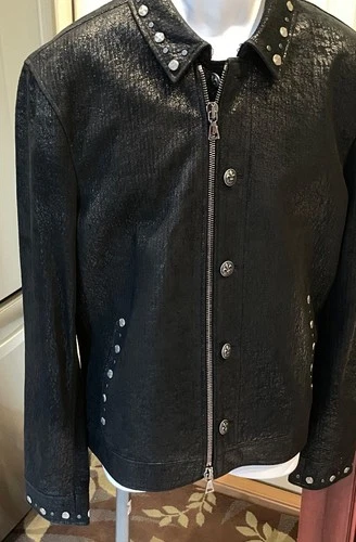John Varvatos Studded Lambskin Jacket-Black Size 52 NWT RARE image 2