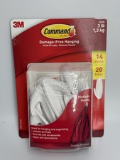 3M Command Brand Medium General Purpose Hooks, White, 14 Hooks & 20 strips, 3lbs 0.40 per strip
