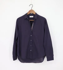 VELVET By Graham & Spencer Nina Button Down Shirt Top Navy S $130 A4 153